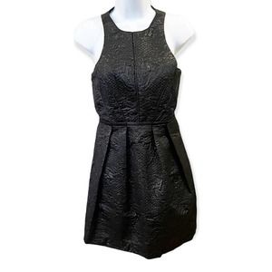 Tibi Embossed Black Metallic Sleeveless Mini Racerback Dress Size 0